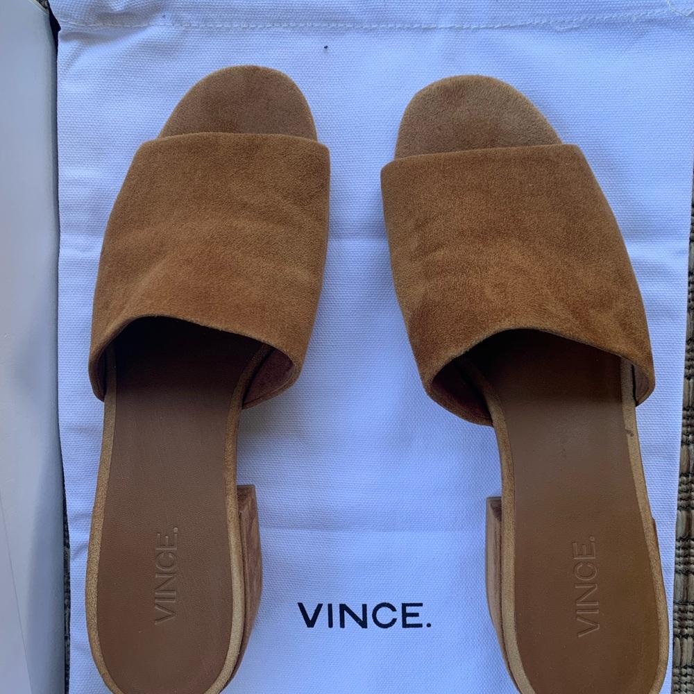 Vince Brown Suede Mules for Casual Comfort